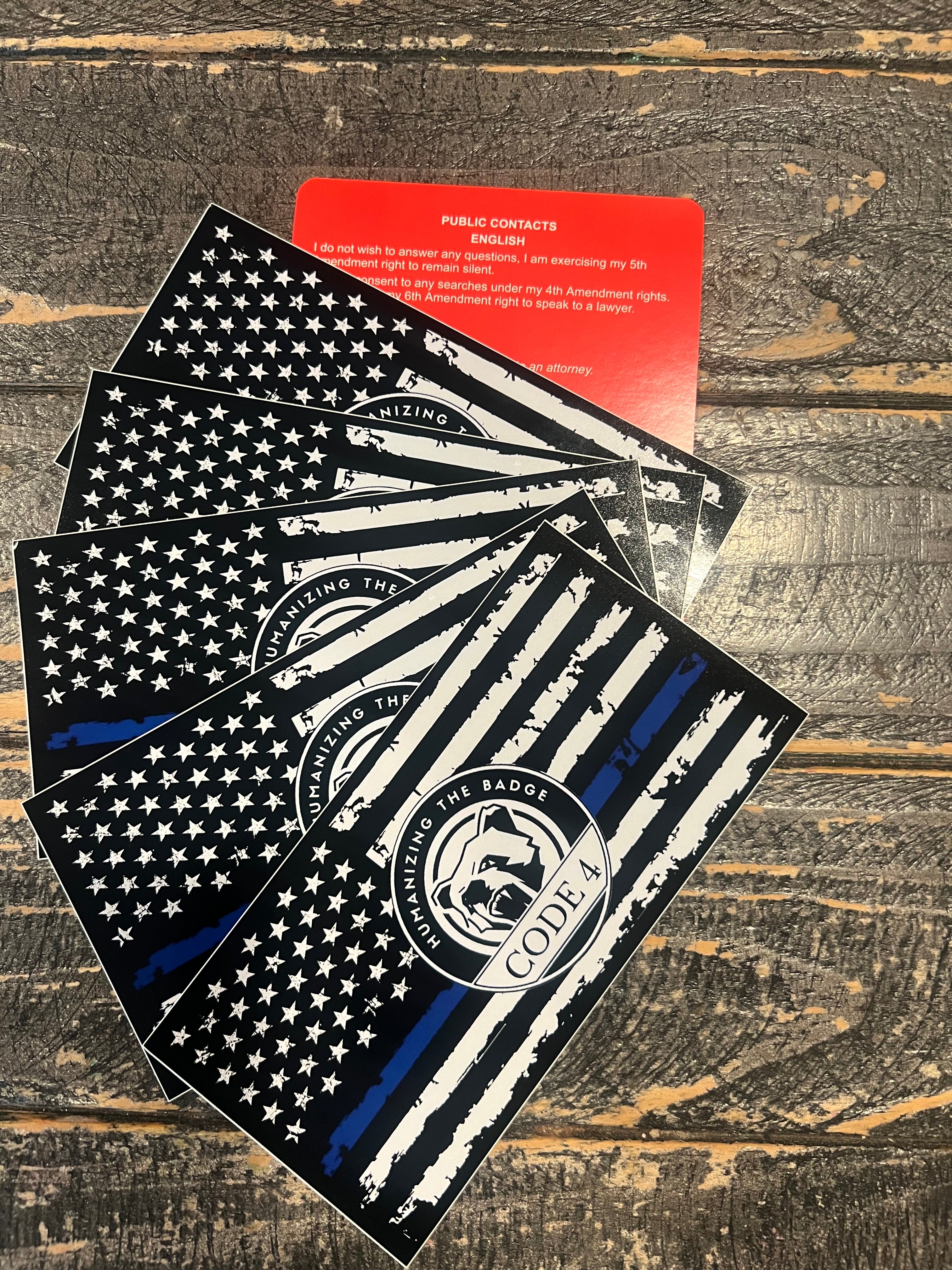 SGTO SARABIA 5 Flags, 2 Skulls, 1 Free Red Card Thin Blue Line Code 4 Decal Waterproof Sticker