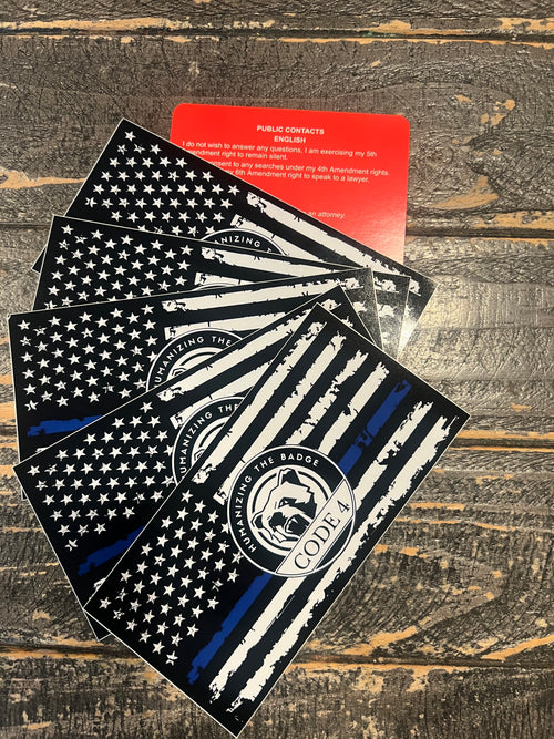 SGTO SARABIA 5 Flags, 2 Skulls, 1 Free Red Card Thin Blue Line Code 4 Decal Waterproof Sticker