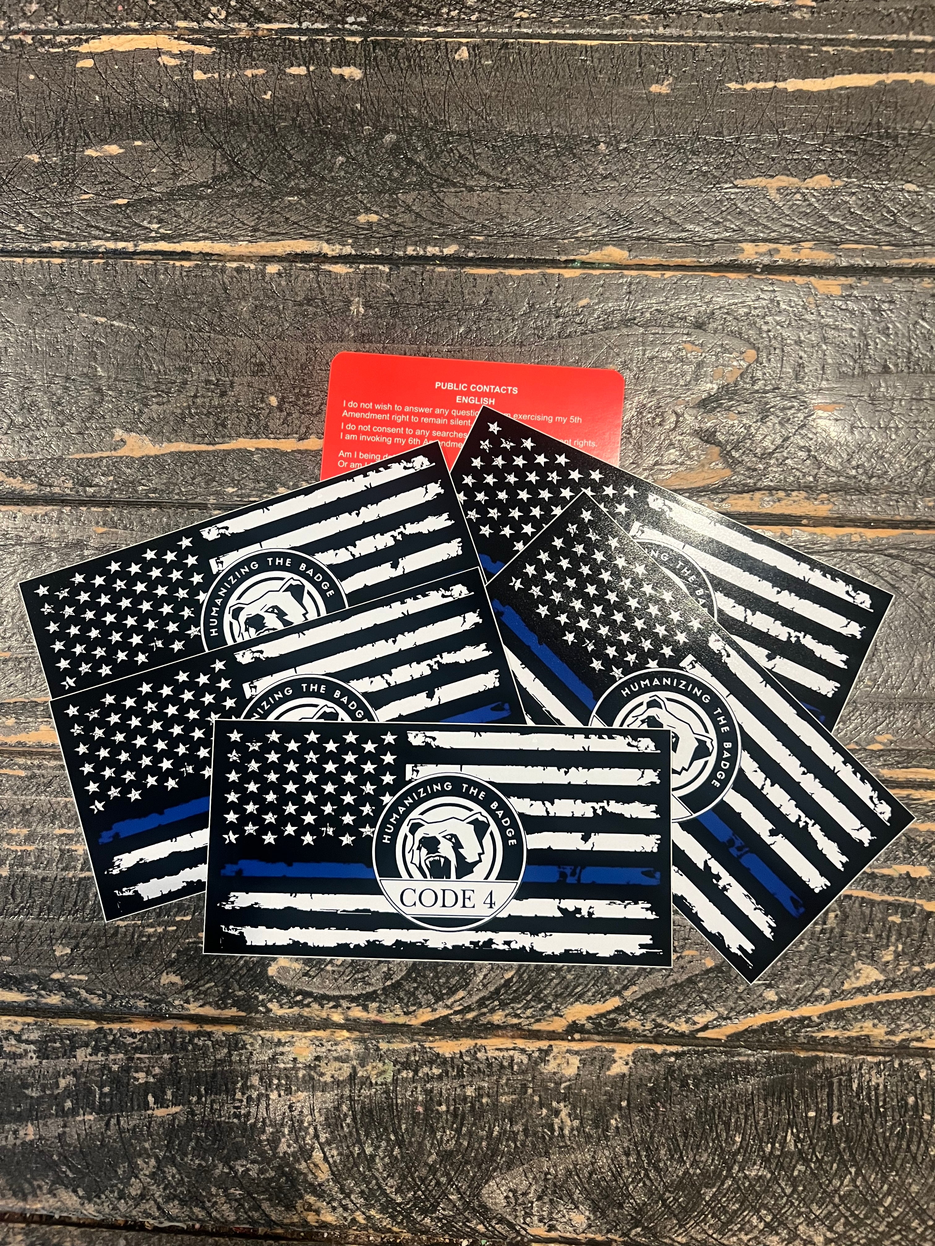 SGTO SARABIA 5 Flags, 2 Skulls, 1 Free Red Card Thin Blue Line Code 4 Decal Waterproof Sticker