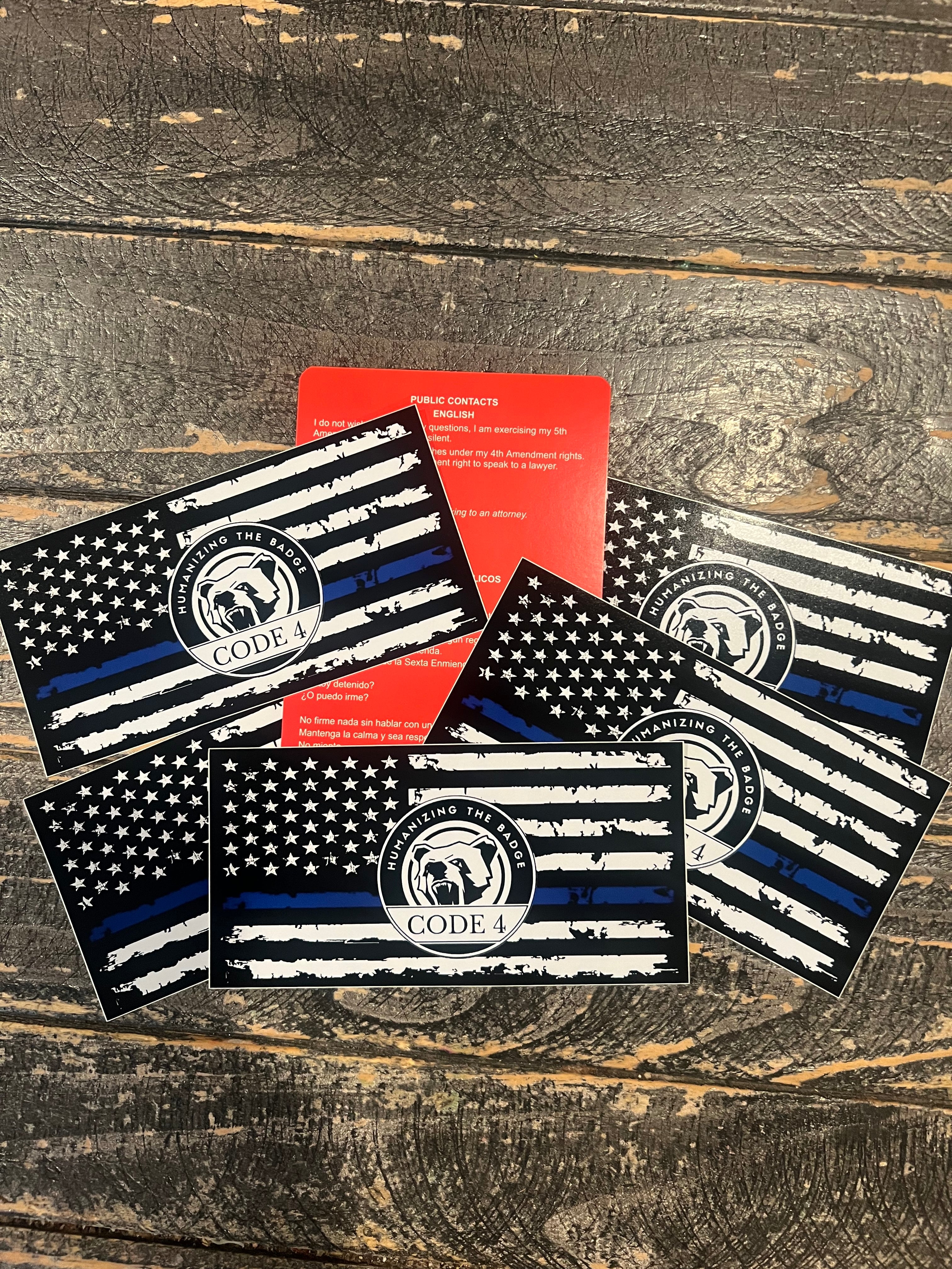 SGTO SARABIA 5 Flags, 2 Skulls, 1 Free Red Card Thin Blue Line Code 4 Decal Waterproof Sticker