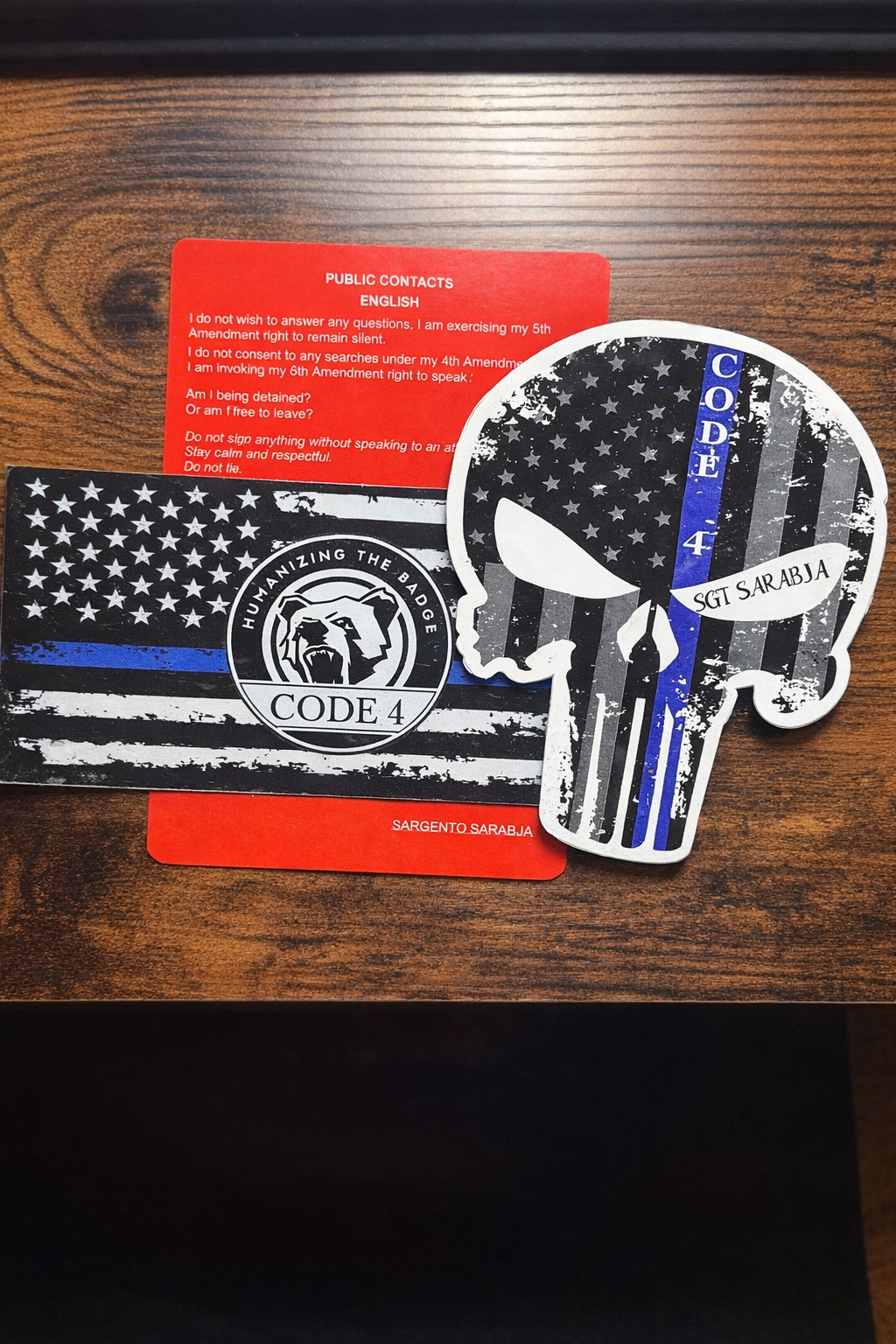 SGTO SARABIA Thin Blue Line Code 4 Decal Waterproof Sticker