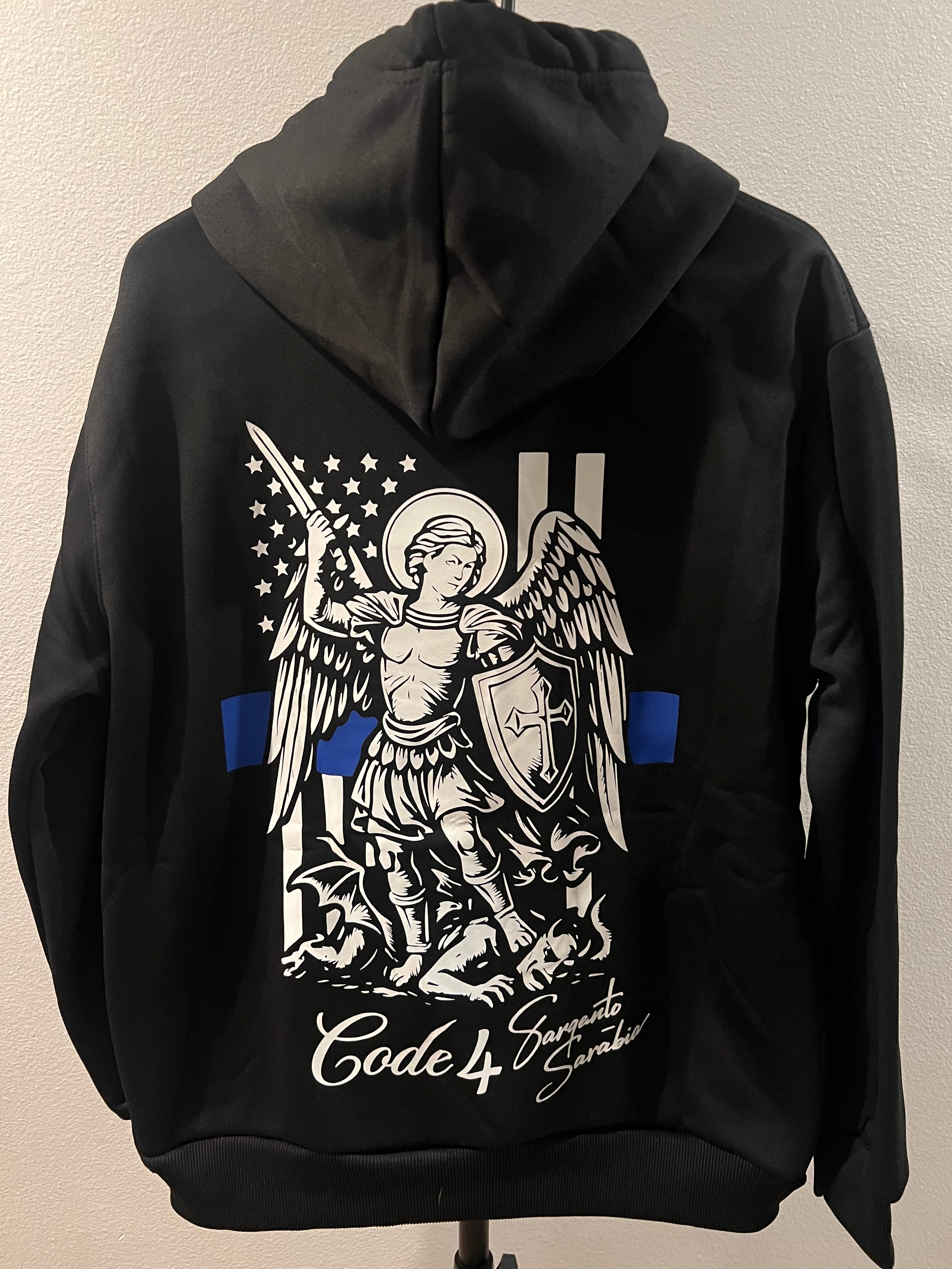St. Michael, Thin Blue Line Code 4 Sweater Men's Sweatshirt Hoodie (Black)