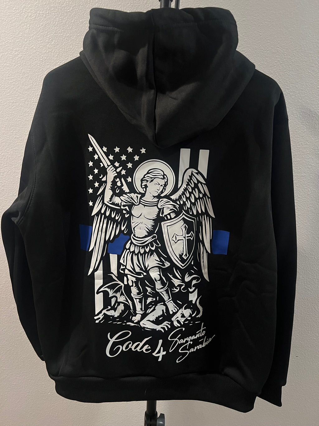 St. Michael, Thin Blue Line Code 4 Sweater Men's Sweatshirt Hoodie (Black)
