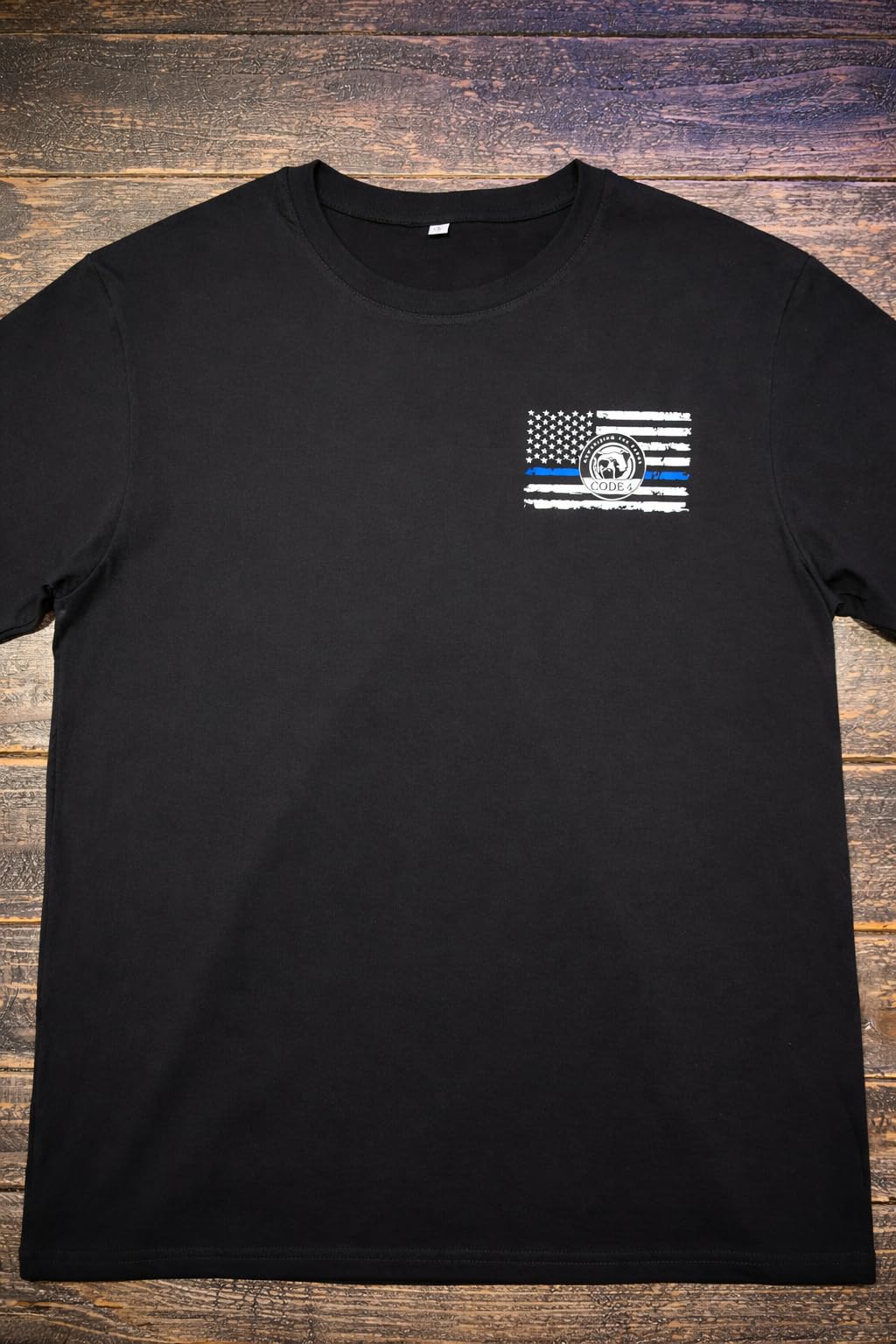 Code 4 St. Michael Archangel Thin Blue Line T-Shirt – Law Enforcement Support Tee, 180 GSM Combed Cotton, Unisex Fit